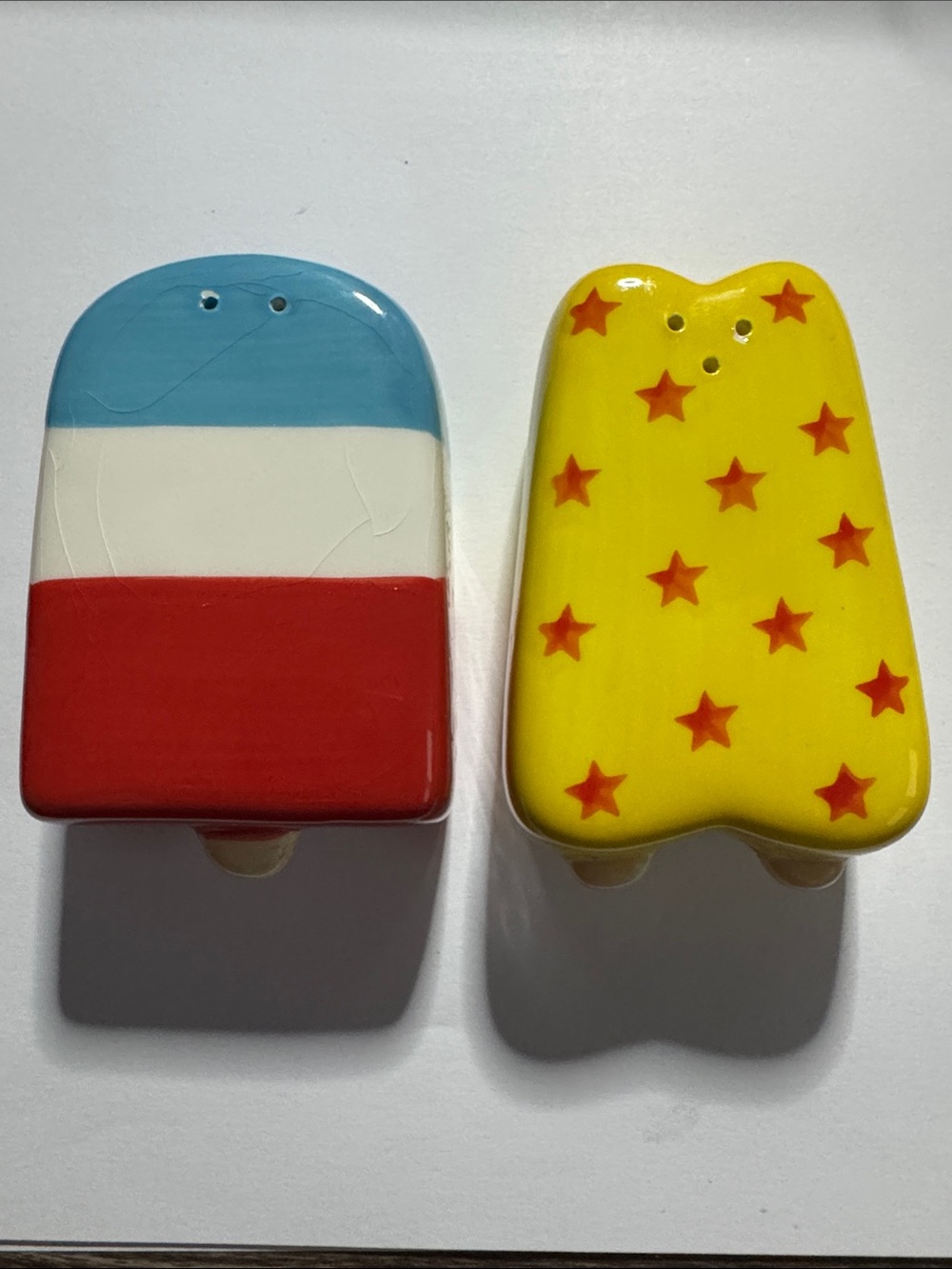 Vintage Boston Warehouse Ceramic Popsicle Salt and Pepper Shakers • Bomb Pop Set